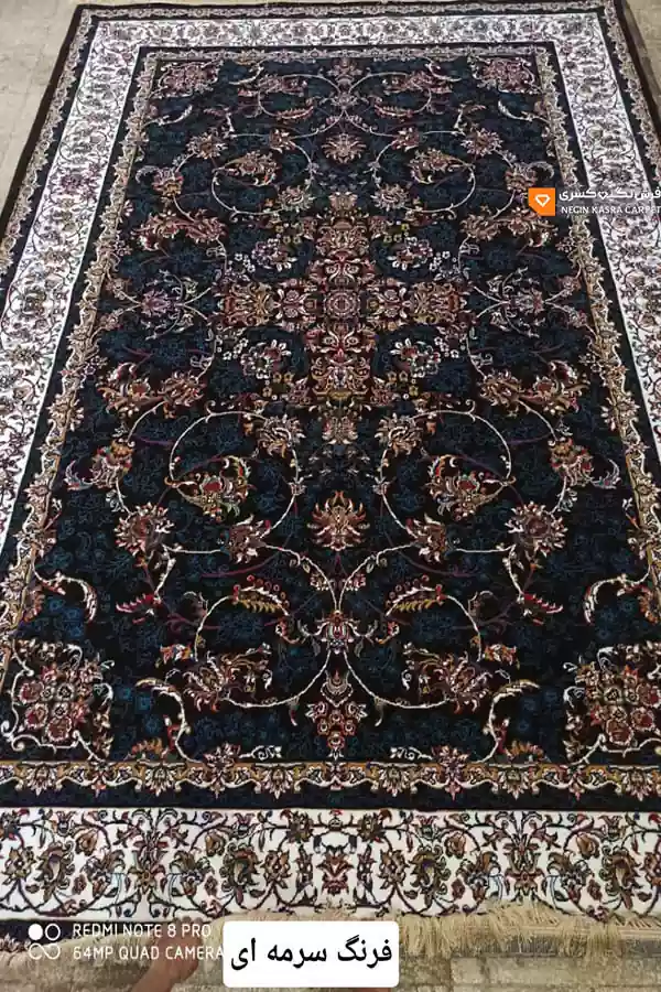 فرش فرنگ 440 شانه نگین کسری کاشان